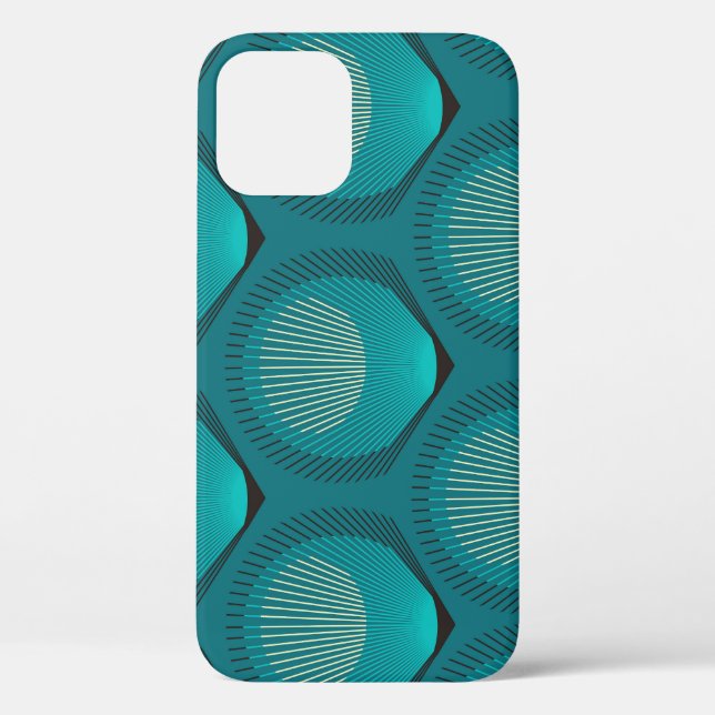 Stylized Peacock Feathers Blue Tile Case-Mate iPhone Case (Back)