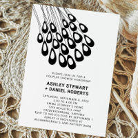 Stylized Peacock Feathers Modern Couples Shower