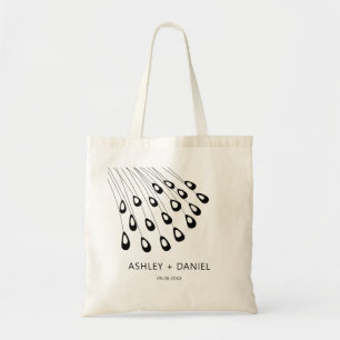Stylized Peacock Feathers Wedding Welcome Bag, Tote Bag
