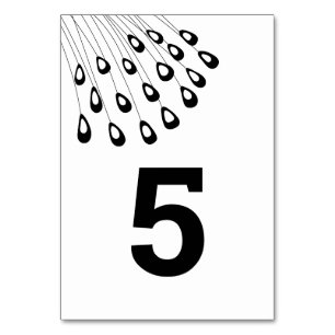 Stylized Peacock Modern Wedding Table Number Cards