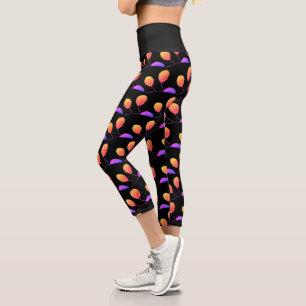 Stylized Pear Tree Leaf Texture Print Leggings