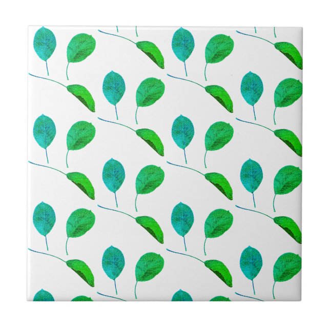 Stylized Pear Tree Leaf Texture Print Tile (Front)