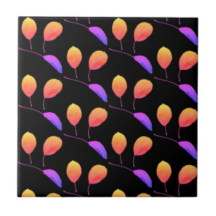 Stylized Pear Tree Leaf Texture Print Tile