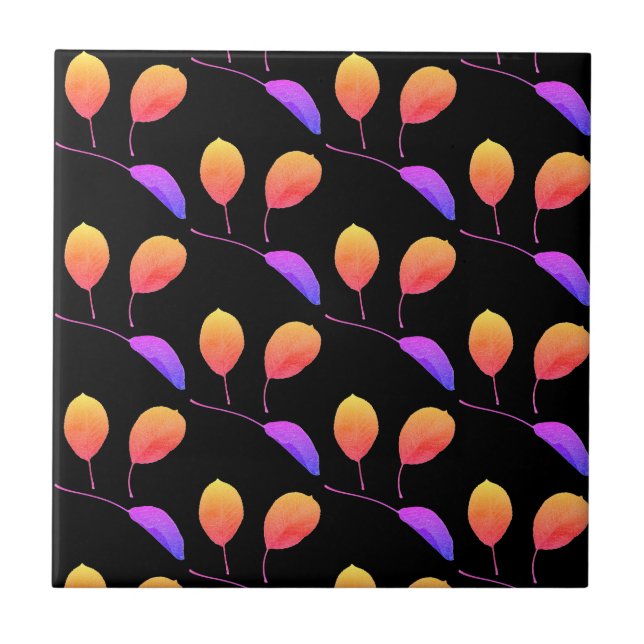 Stylized Pear Tree Leaf Texture Print Tile (Front)