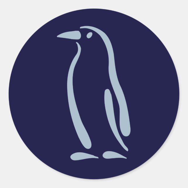 Stylized Penguin Classic Round Sticker (Front)