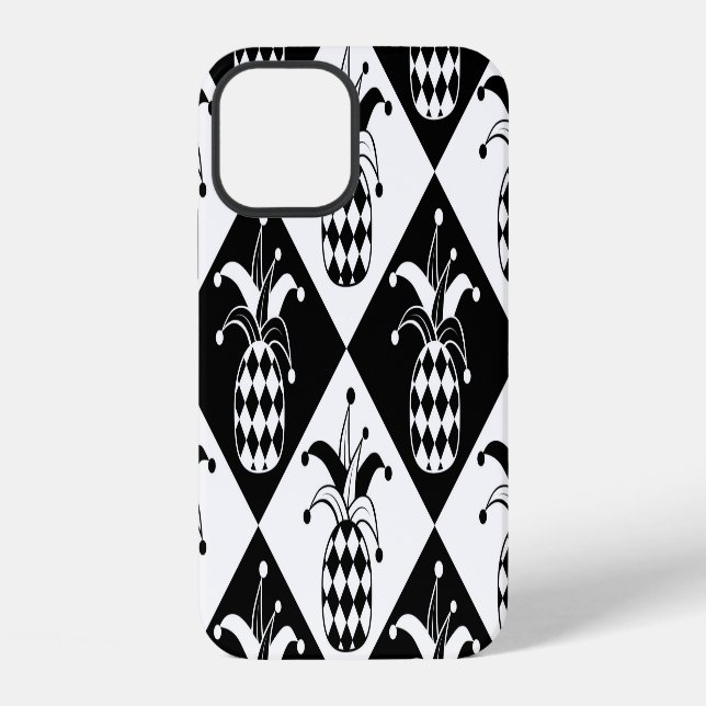 Stylized Pineapple Harlequin Doodle Pattern iPhone Case (Back)