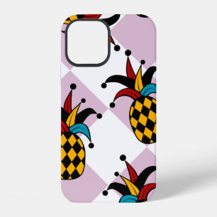 Stylized pineapple. Hat and rhombus Harlequin. Sea iPhone 12 Case