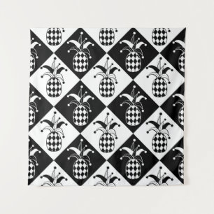 Stylized pineapple. Hat and rhombus Harlequin. Sea Tapestry