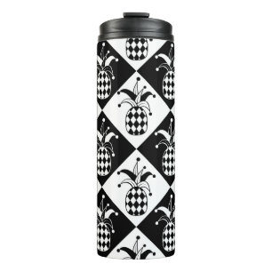 Stylized pineapple. Hat and rhombus Harlequin. Sea Thermal Tumbler