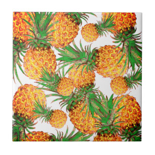 Stylized Pineapples Pattern Yummy Tile
