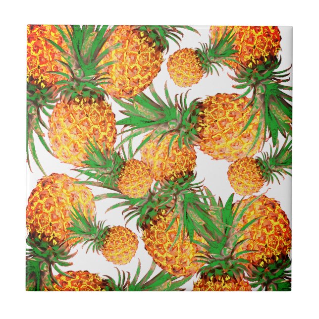 Stylized Pineapples Pattern Yummy Tile (Front)