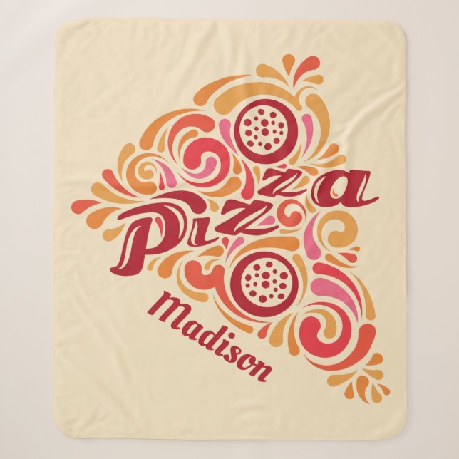 Stylized Pizza custom name throw blankets (Front)