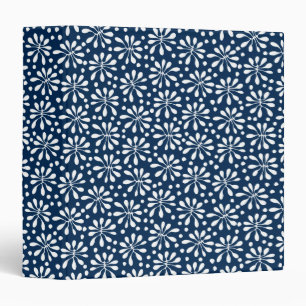 Stylized Plant Pattern 020818 - White on #002750 Binder