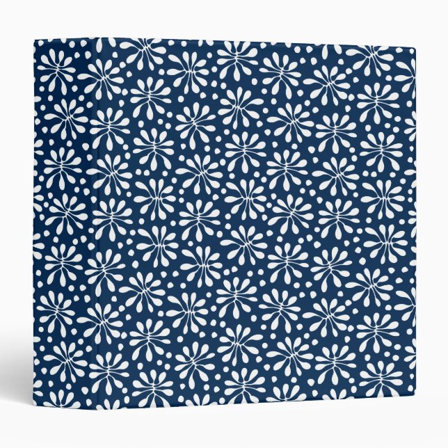 Stylized Plant Pattern 020818 - White on #002750 Binder (Front/Spine)