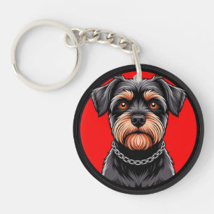 Stylized Portrait of a Black Terrier Keychain