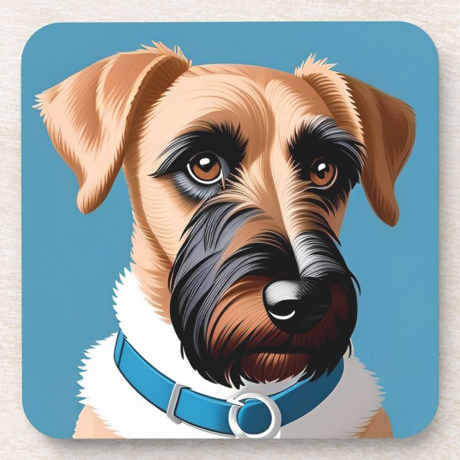 Stylized Portrait of a Terrier Dog Coaster (Front)