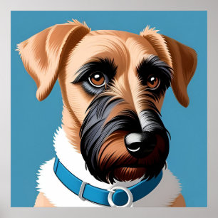 Stylized Portrait of a Terrier Dog Poster