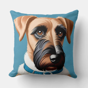 Stylized Portrait of a Terrier Dog Throw Pillow