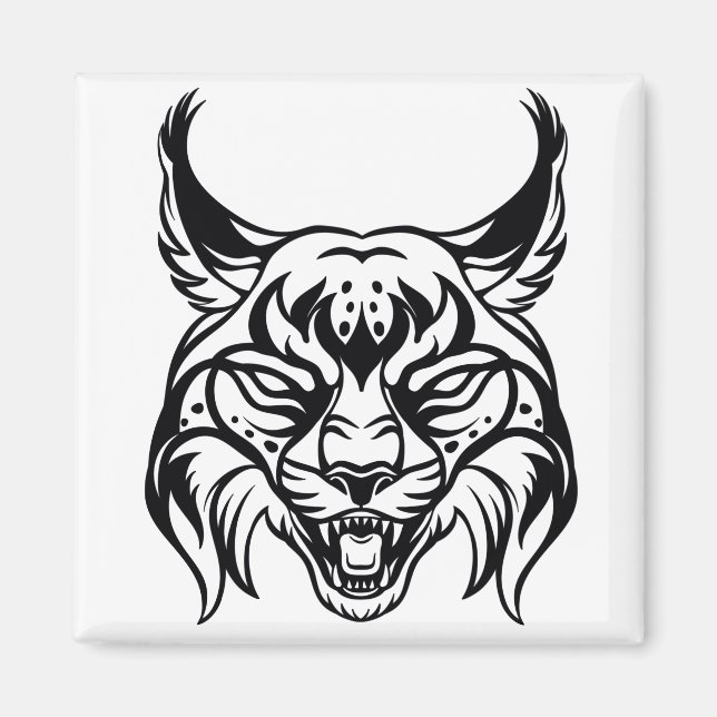 Stylized portrait of Bobcat Magnet (Front)