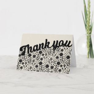 Stylized Protea Floral Block Print Millefleur Thank You Card