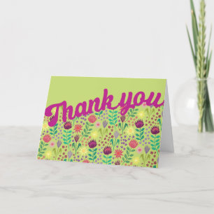 Stylized Protea Floral Block Print Millefleur Thank You Card