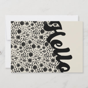 Stylized Protea Floral Millefleur Hello Greeting