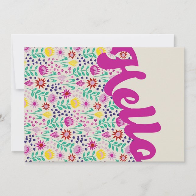 Stylized Protea Floral Millefleur Hello Greeting (Front)