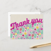 Stylized Protea Floral Millefleur Thank You