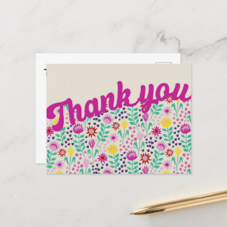 Stylized Protea Floral Millefleur Thank You Postcard