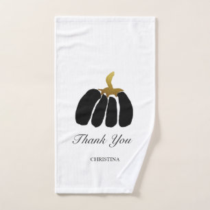 Stylized Pumpkins In Black, White and Gold Hand Towel