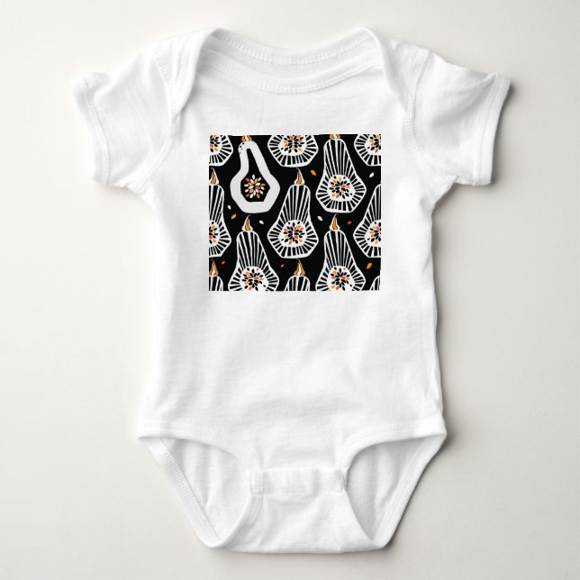 Stylized Pumpkins Seeds: Seamless Design Baby Bodysuit (Front)