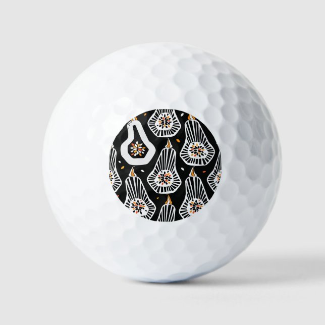 Stylized Pumpkins Seeds: Seamless Design Golf Balls (Front)