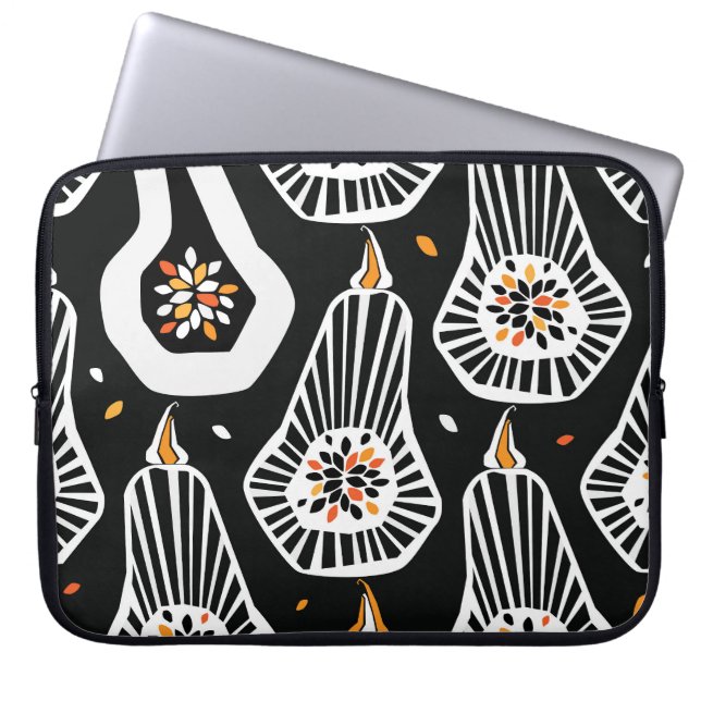 Stylized Pumpkins Seeds: Seamless Design Laptop Sleeve (Front)