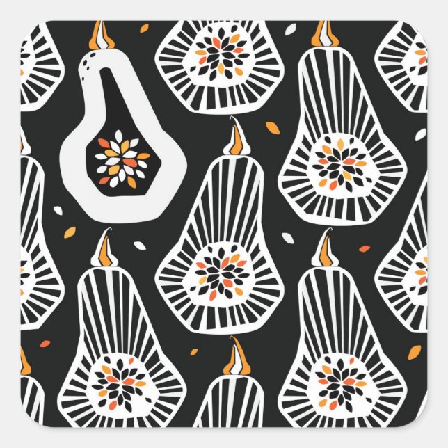 Stylized Pumpkins Seeds: Seamless Design Square Sticker (Front)