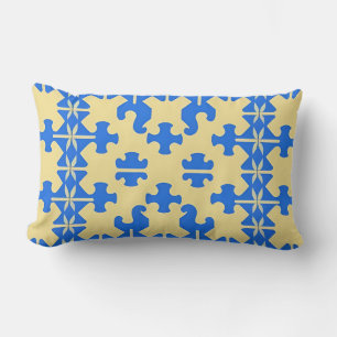 Stylized Puzzle Piece Pattern Lumbar Pillow