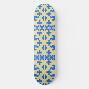 Stylized Puzzle Piece Pattern Skateboard