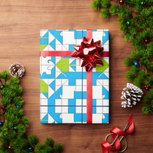 Stylized Puzzle Piece Pattern Wrapping Paper