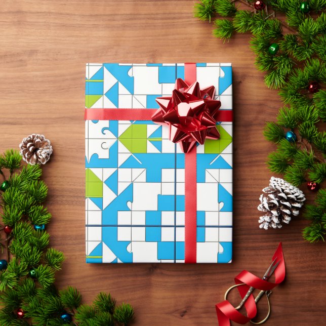 Stylized Puzzle Piece Pattern Wrapping Paper (Holiday Gift)