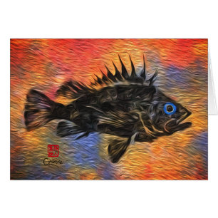 Stylized Quillback Rockfish - 7" x 5" Card