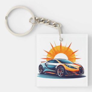 Stylized Racing Sports Car Keychain