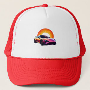 Stylized Racing Sports Car Trucker Hat