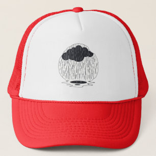 Stylized Rain Cloud with Falling Rain and Puddle Trucker Hat