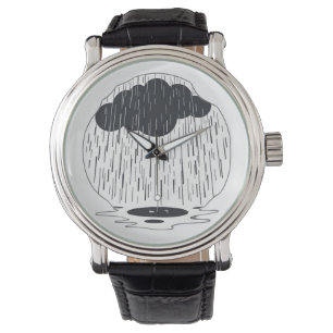 Stylized Rain Cloud with Falling Rain and Puddle Watch