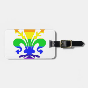 Stylized Rainbow Fleur de Lis Luggage Tag