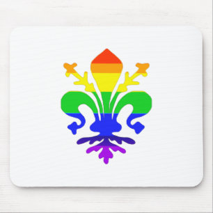 Stylized Rainbow Fleur de Lis Mouse Pad