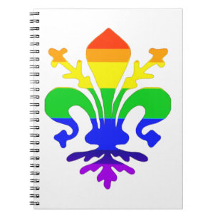 Stylized Rainbow Fleur de Lis Notebook