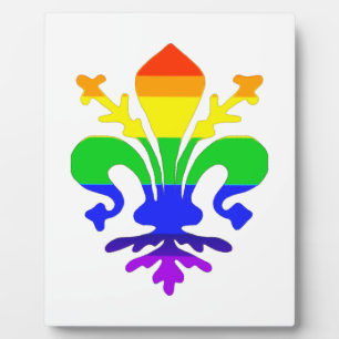 Stylized Rainbow Fleur de Lis Plaque