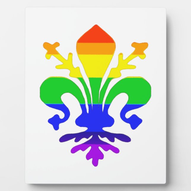 Stylized Rainbow Fleur de Lis Plaque (Front)
