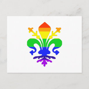 Stylized Rainbow Fleur de Lis Postcard