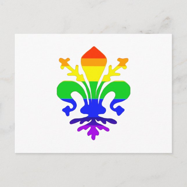 Stylized Rainbow Fleur de Lis Postcard (Front)